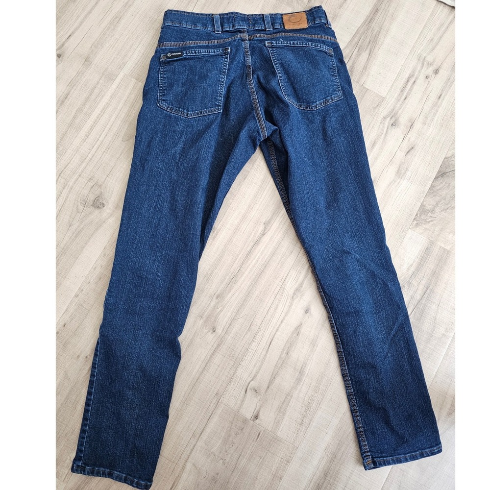 Origin USA Mens Dark Wash Blue Denim Jeans Made in USA Stretch Tapered 32x32 - Picture 2 of 8